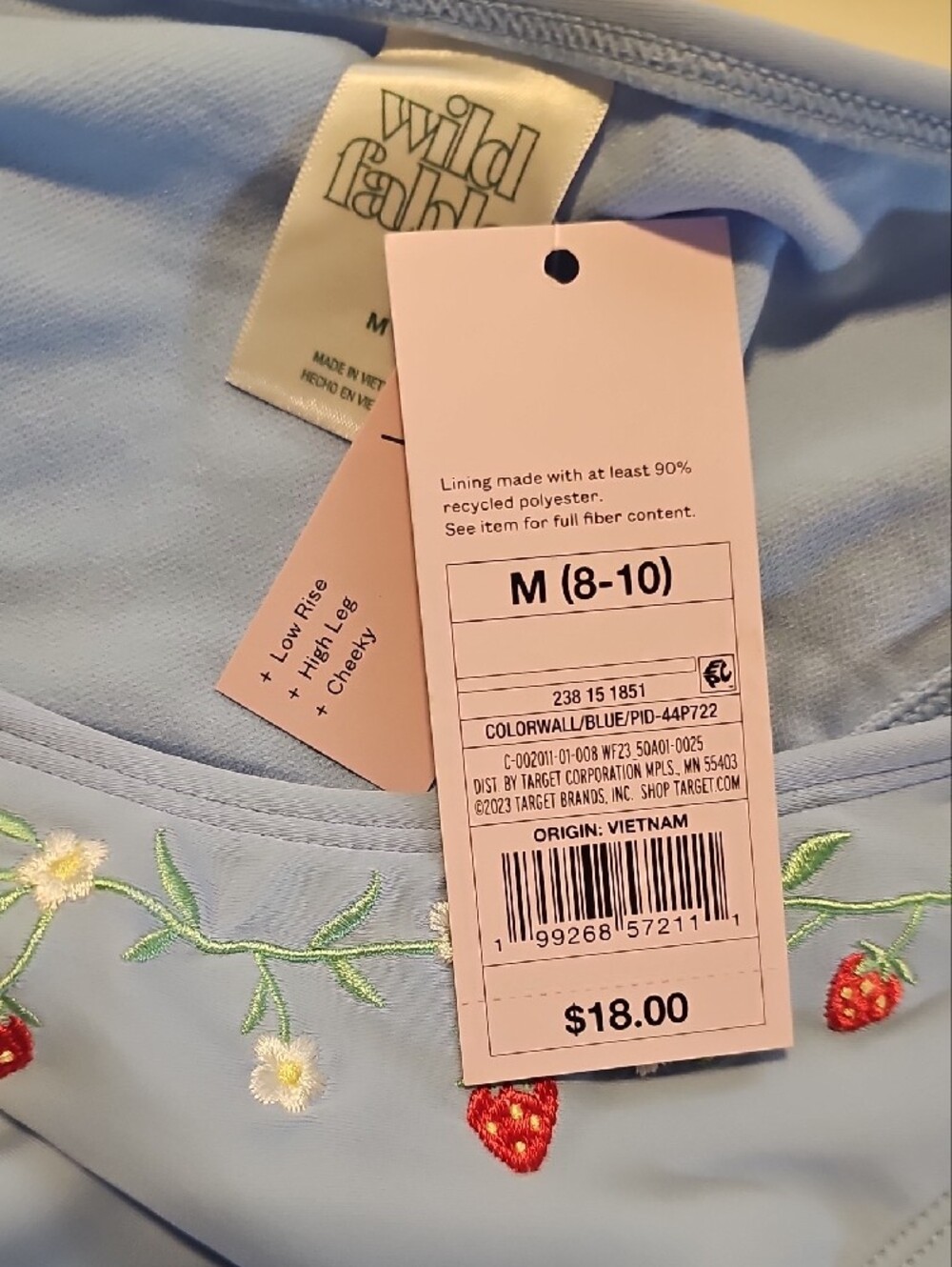 Wild Fable Set: Light Blue Bottoms with Berry Embroidery & White Triangle Top - Picture 9 of 10
